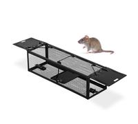 Relaxdays Piège à Souris Vivante, respectueux des Animaux, Cage Anti-Souris, H x L x P : 11 x 39 x 12,5 cm, Noir