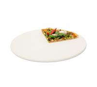 Relaxdays Pierre à pizza pour cuisson Pierre Rond, diamètre : 33 cm, 1 cm d'épaisseur, cuisson en pierre de Cordiérite pour croustillantes Pizzas, pains et plus, dans le four et grill, beige