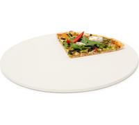 Relaxdays Pierre à pizza pour cuisson Pierre Rond, diamètre : 33 cm, 1 cm d'épaisseur, cuisson en pierre de Cordiérite pour croustillantes Pizzas, pains et plus, dans le four et grill, beige