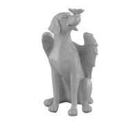 Relaxdays Pierre commémorative Chien avec Ailes, Figurine Ange, polyrésine, résistante aux intempéries, 20×11×11cm, Gris