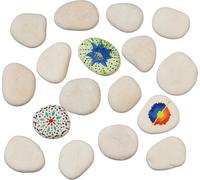 Relaxdays Pierres à peindre, pierres décoratives plates, 2 kg de pierres à peindre, pierres de bricolage enfants & adultes, 4-8 cm, gris clair