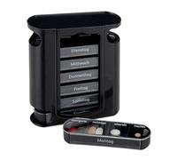 Relaxdays Pilulier 7 Jours, Lot de 5, 4 Compartiments, boîte médicaments, semainier comprimés, Matin midi Soir Nuit, Noir