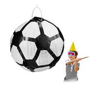 relaxdays Pinata à suspendre Ballon football, pour enfants, à remplir, anniversaire jeux décoration, blanc-noir, 10028081