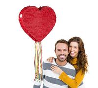 Relaxdays Pinata à suspendre Cœur rouge pour enfants à remplir anniversaire jeux décoration, rouge