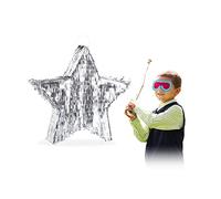 Relaxdays- Pinata à Suspendre Étoile pour Enfants à remplir Anniversaire Jeux décoration, argenté, 10025182