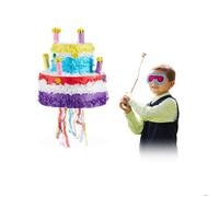 Relaxdays- Pinata à Suspendre gâteau Enfants à remplir Anniversaire Jeux décoration, coloré, 10025184