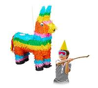 Relaxdays Pinata à suspendre Lama pour enfants à remplir anniversaire jeux décoration, âne piñata, coloré, 10026371, multicolore