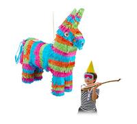 Relaxdays Piñata âne, à remplir, Anniversaire, Enterrement de Vie de célibataire, scolarisation, à Suspendre, coloré