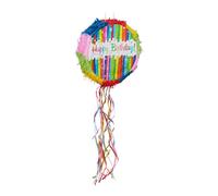 Relaxdays Pinata «Happy Birthday», Accessoire pour Anniversaire, à remplir soi-même, Enfants, DxP: 32x9 cm, Multicolore