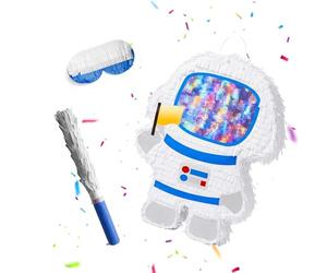 Relaxdays Pinata Astronaute, avec bâton & masque, enfants, multicolore