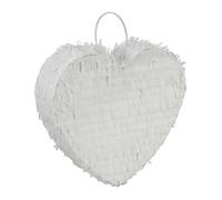 Relaxdays Pinata, en forme de cœur, pour enfants et adultes, JGA et mariage, à garnir, HxLxP 24 x 25 x 7,5 cm, pinata fouettée, blanche, 1 pièce.