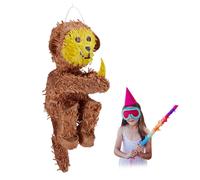 Relaxdays Piñata Singe, à Suspendre, Enfants, Anniversaire, fêtes à thème, à remplir, Papier, Marron