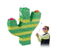 relaxdays Piñata Cactus, à Suspendre, Enfants, Bout de Chou, Anniversaire, à remplir soi-même, Vert/Jaune