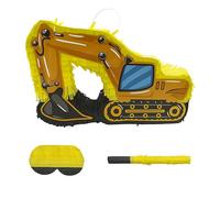 Relaxdays Piñata Chantier avec Masque, bâton, Pelleteuse à remplir, 26,5x41x8 cm, colorée