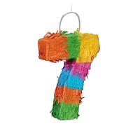Relaxdays Pinata Chiffre 7, Arc-en-Ciel, pour Un Anniversaire, HxLxP: 21x16x4,5 cm, pour Enfants, à remplir, Multicolore
