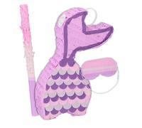 Relaxdays Piñata en Forme de sirène, avec bâton et Masque, à remplir, H x L x P : 37,5 x 20 x 8 cm, Violet et Rose