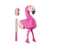 Relaxdays Pinata Flamant Rose à remplir 80x40x14 cm avec bâton et Masque pour Anniversaire d’Enfants
