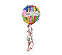 Relaxdays Pinata «Happy Birthday», Accessoire pour Anniversaire, à remplir soi-même, Enfants, DxP: 32x9 cm, Multicolore