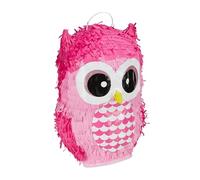 Relaxdays Pinata Hibou, Mignon, à remplir soi-même, Anniversaire, à Suspendre, pour Enfants, Rose