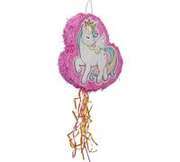 Relaxdays Pinata Licorne, à remplir, Anniversaire d’Enfant, à accrocher, HxLxP : 43 x 42 x 9 cm, Rose