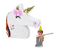 Relaxdays Pinata Licorne, à Suspendre, pour Enfants à remplir, Anniversaire Jeux décoration, Blanc, 10028079