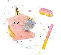 Relaxdays Pinata Licorne, bâton et Masque, pour Enfants, Multicolore