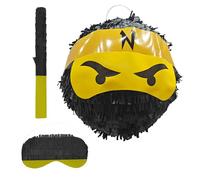 Relaxdays Piñata Ninja avec bâton et Masque, Anniversaire Enfant, Ø 25 cm, Noire