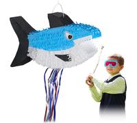relaxdays Pinata Requin, à suspendre, pour enfants, A remplir, anniversaire jeux décoration, bleu, 10028080