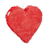 Relaxdays Pinata, Forme de cœur, Petits et Grands, Mariages ou Autres fêtes, à remplir, H x L x P : 36x36x9,5 cm, Rouge