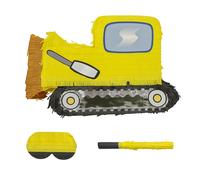 Relaxdays Piñata Chantier colorée avec bâton et Masque, 33 x 45 x 10 cm, Anniversaire, à remplir