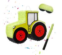 Relaxdays Pinata tracteur avec bâton et masque