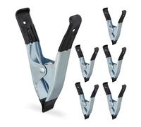 Relaxdays Pinces en métal, ressorts, en jeu de 6, envergure de 50 mm, images, piscine, barrettes 145 mm;noir