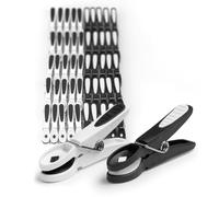 Relaxdays Pinces à Linge Soft Grip, 50 pcs, Noir/Blanc | en plastique caoutchouté, résistantes