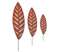 Relaxdays Piques-jardin Feuille palmier, lot de 3