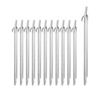 Relaxdays Piquet de Fixation Acier, Lot de 12 Sardines pour Tente, Piquet ancrage Sol, Jardin Sol Dur, 30 cm, Argent
