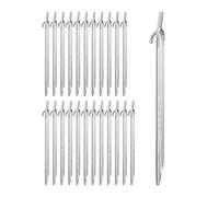 Relaxdays Piquet de Fixation Acier, Lot de 24, Sardines pour Tente, Piquet ancrage Sol, Jardin Sol Dur, 30 cm, Argent
