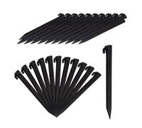 Relaxdays Piquet de fixation, lot de 32 sardines tente, piquet ancrage sol jardin 31 cm long, plastique, noir