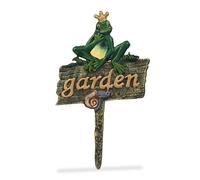 Relaxdays Piquet décoratif pour Jardin, Fonte de Fer, Inscription Garden, Grenouille/Escargot, 27,5x15,5 cm, Multicolore