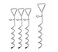 Relaxdays Piquet kit ancrage Spirale, Forme Tire-Bouchon, Set de 4, Tente Trampoline Acier Chien, 42 cm, argenté