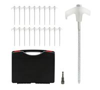 Relaxdays Piquets à vis, Lot de 20, Acier, Coffret, 20 cm, tête très Visible, ancrage au Sol, Outdoor, Blanc