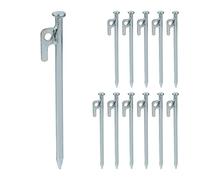Relaxdays Piquets de Fixation, lot 12, pour tentes, tonnelles, auvents, Crochets en Acier pour sols durs, 20 cm, argenté