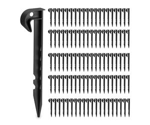 Relaxdays Piquets de Fixation pour Robot Tondeuse, Lot de 200, Accessoires pour câble, Plastique, Crochets, Noir