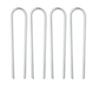 Relaxdays Piquets de fixation trampoline, lot de 4, sardines, forme de U, galvanisés, stables, HxLxP: 30x7x1 cm, argenté