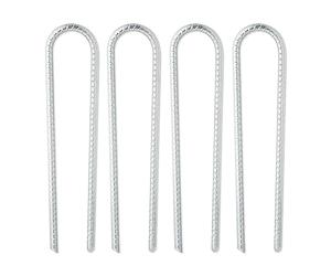 Relaxdays Piquets de Fixation Trampoline, Lot de 4, Sardines, Forme de U, galvanisés, Stables, HxLxP: 30x7x1 cm, argenté