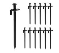 Relaxdays Piquets de Tente Lot de 12, Sardines pour sols durs, Camping, bâche, Acier Inoxydable, HLP: 20x4x1,5 cm, Noir