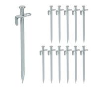Relaxdays Piquets de Tente Lot de 12, Sardines pour sols durs, Camping, bâche, Acier Inoxydable, HxD 20x1,5 cm, argenté