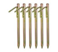 Relaxdays Piquets Fixation, Lot de 6, Sardines pour tentes, tonnelles etc, pour sols durs, Crochets, 30 cm, Acier, doré