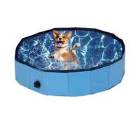 Relaxdays Piscine à Chien, HxD : 20x80 cm, Pliable, système d’évacuation, pour rafraîchir Votre Animal, PVC & MDF, Bleu