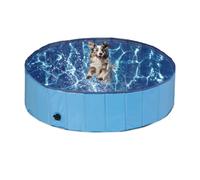 Relaxdays Piscine pour Chien, avec Valve, Pliable, 30 x 120 cm, pour rafraîchir Votre Animal, PVC & MDF, Bleu