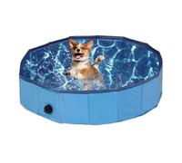 Relaxdays Piscine pour Chien, avec Valve, Pliable, 20 x 80 cm, pour rafraîchir Votre Animal, PVC & MDF, Bleu